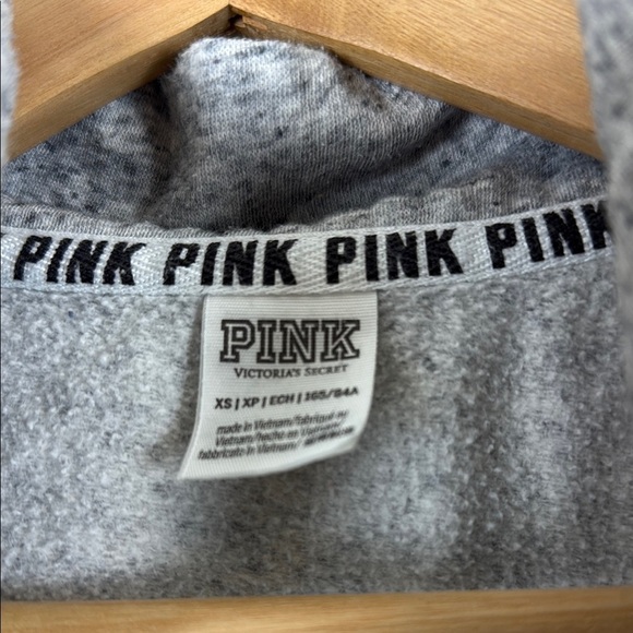 Victoria's Secret Gray Fleece Hoodie with Floral Sleeve Size Extra Small - Picture 2 of 6